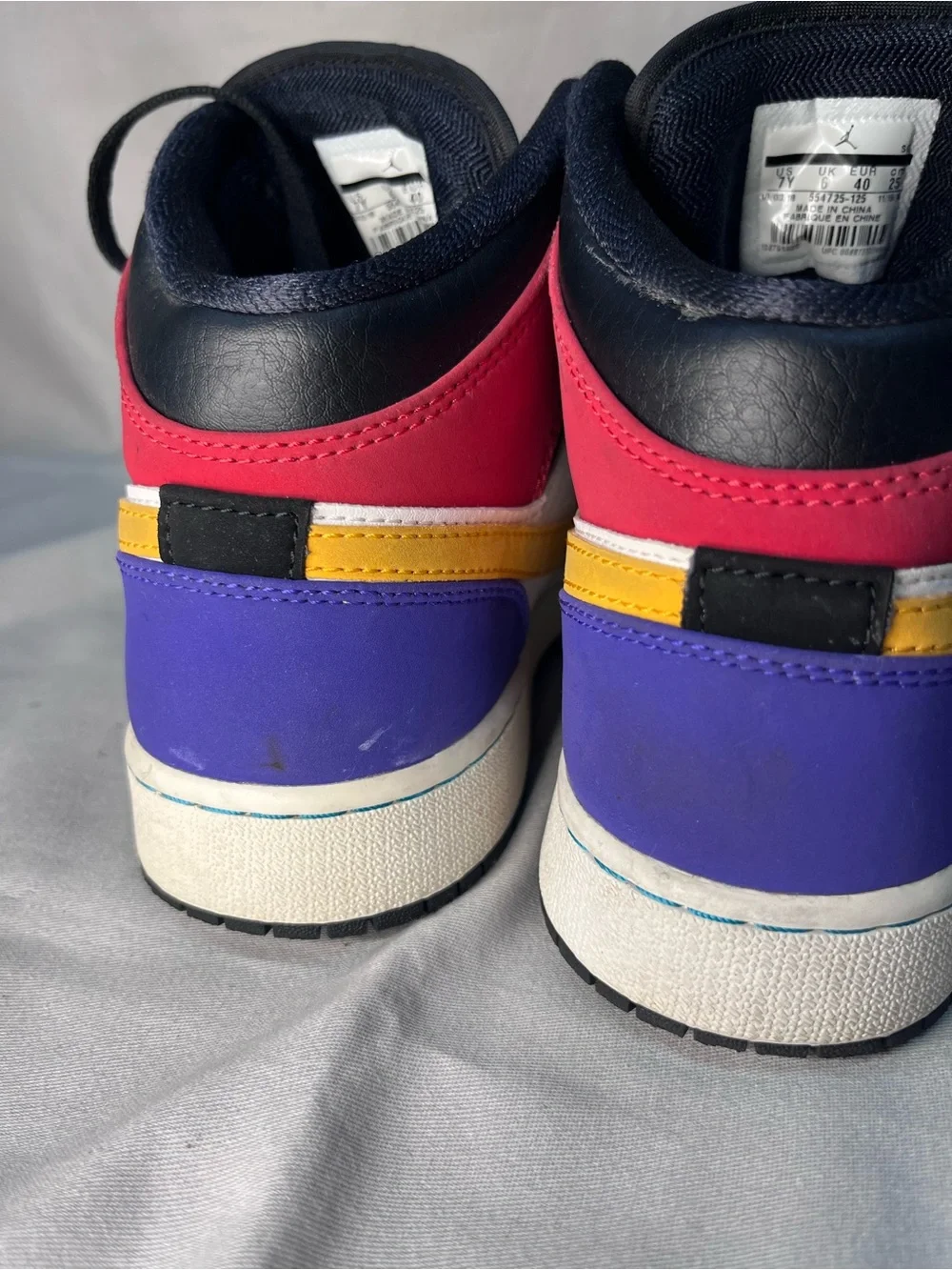 Nike Air Jordan 1 Mid GS Retro Multicolor Sneakers Youth Size 7 Shoes 554725-125